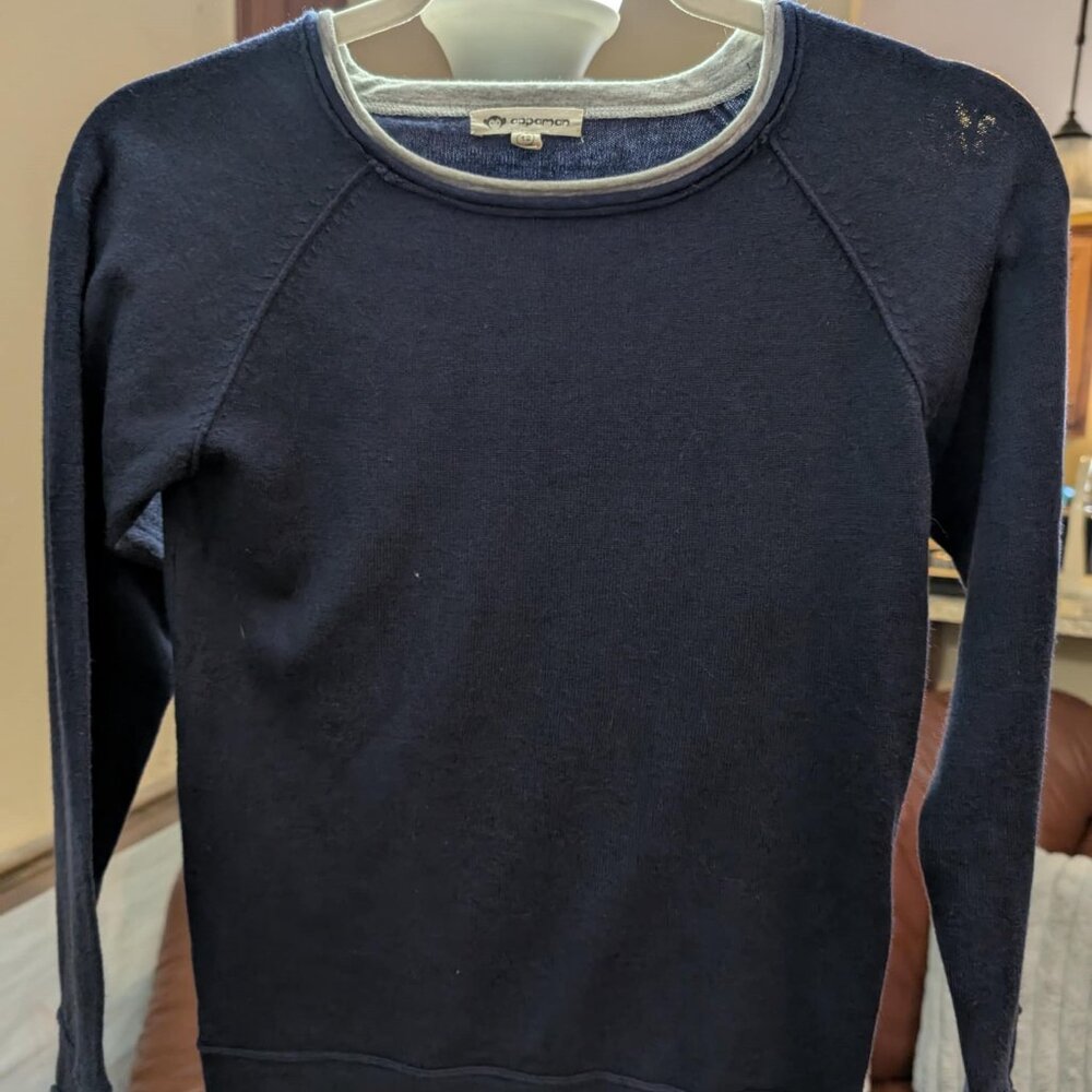 Boy's Appaman Brand Blue Pullover Sweater with Gray Trim Size 12